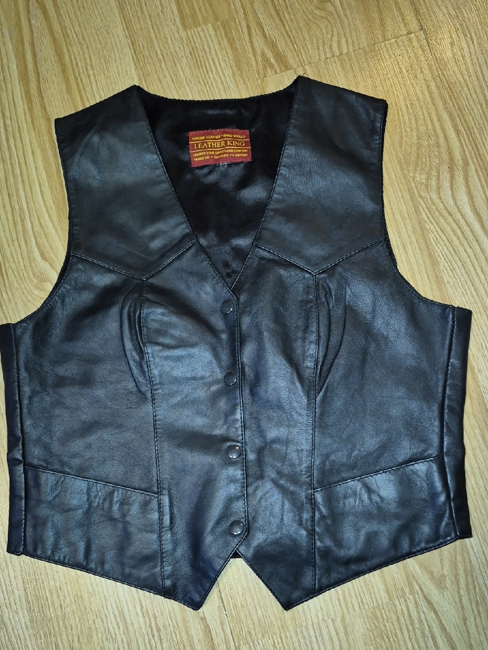Womens Leather King Black Leather Vest..size L? see Measurements